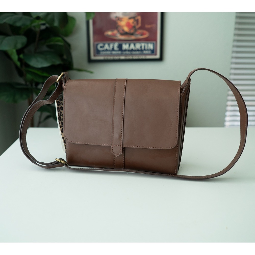 JOYN Womens Crossbody Bag Recycled Leather Handcrafted Brown Small Minimalist